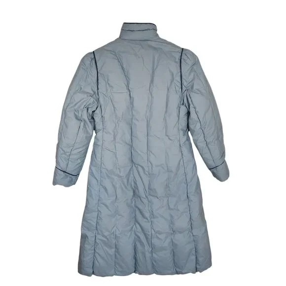 Woolrich Womens Down Coat Size Small Blue Puffer Toggle Vintage Long Jacket - Picture 2 of 12